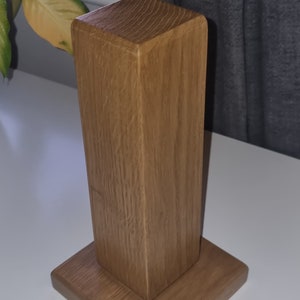 Oak block headset stand.