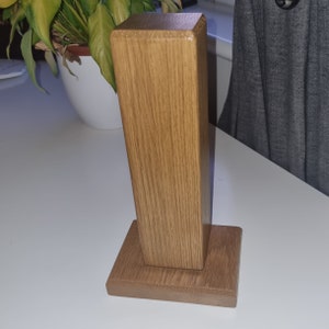Solid oak block headset stand