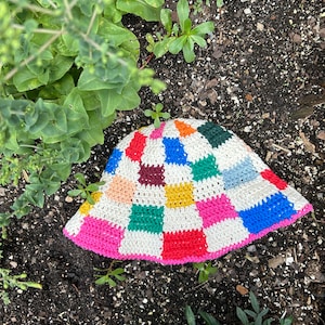 Checkerboard Crochet Bucket Hat PATTERN | Easy Crochet Pattern | Crochet Hat | Sarah Checkerboard Bucket Hat