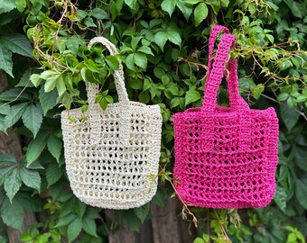 Modello per borsa tote all'uncinetto Saint-Martin Mesh / Borsa in rafia facile da realizzare (modello PDF)