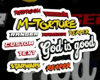 Custom Acrylic Car Name Emblem Badge - MULTI COLOR - Customized - Text Name! Pick a Font, Size & Colors With Car-Safe Adhesive Easy Install!
