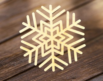 Snowflake Ornament Christmas Tree Toy Winter Decor Noah Holiday Gift DIY Wood, wooden snowflake shape Pattern Custom size