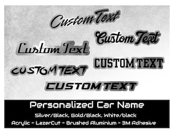 Custom Engraved Car Name Emblem Badge - BRUSHED SILVER - Customized Text Name! Pick a Font Size & Style With Car-Safe Adhesive Easy Install!