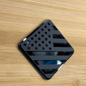 2x Custom Car Fender American Flag Emblem Badge Black on Matte Black Fitt Ford Bronco SUV Truck with Car-Safe Adhesive Easy Install!