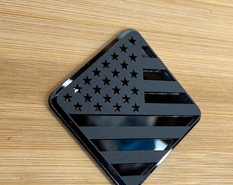 2x Custom Car Fender American Flag Emblem Badge Black on Matte Black Fitt Ford Bronco SUV Truck with Car-Safe Adhesive Easy Install!