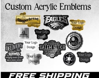 Custom Car Badge Engraved Acrylic Car Emblem Your Logo, Design, Business Logo, Customized Text Name! With Car-Safe Adhesive Easy Install!