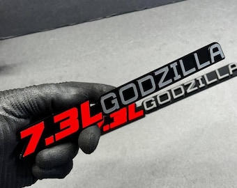 2 pezzi Emblema auto Godzilla 7.3L rosso per parafango – Emblema 3D Parafanghi auto Esterno MULRICOLOR Emblemi camion Logo Sport Offroad 4x4 SUV