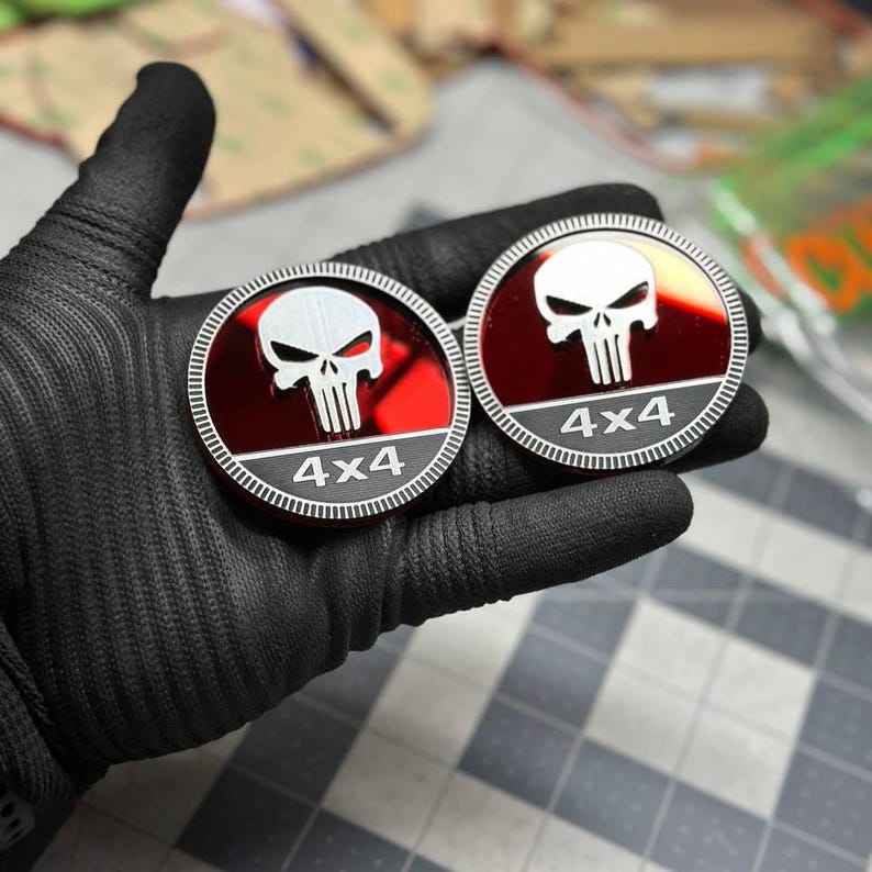 Custom Skull Rated Engraved Car Emblem Badge Acrylic Double Layer ...