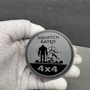 Custom Compass  Squatch Rated Car Fender Emblem, 2 Badges, fits JEEP GLADIATOR - Wrangler 4x4 SUV With Car-Safe Adhesive Easy Install!