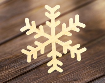 Snowflake Ornament Christmas Tree Toy Winter Decor Noah Holiday Gift DIY Wood, wooden snowflake shape Pattern Custom size