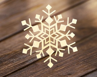 Snowflake Ornament Christmas Tree Toy Winter Decor Noah Holiday Gift DIY Wood, wooden snowflake shape Pattern Custom size