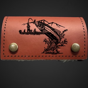 Cartera de piel personalizada para pesca con mosca con piel de oveja - carteras de pesca - regalo de pescador - bolsa para moscas - Kit de 10 moscas multicolor