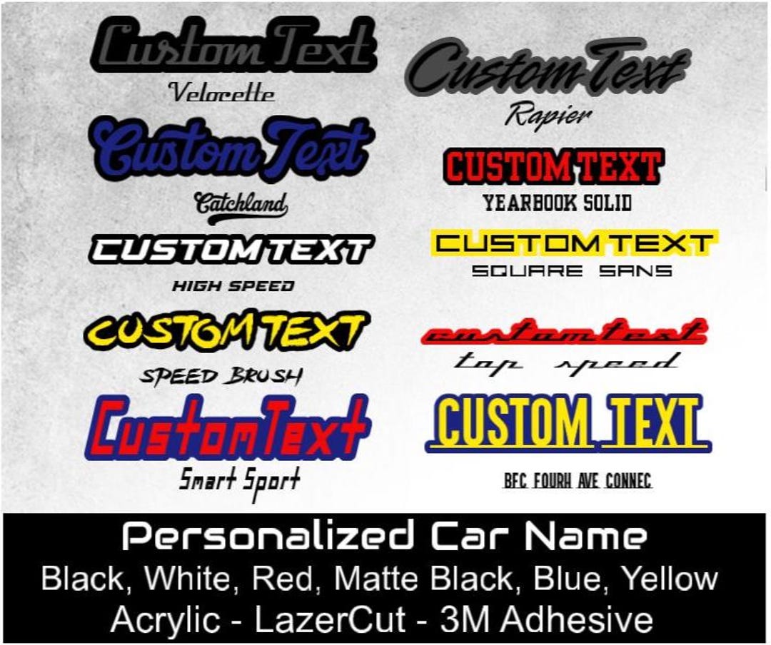 Custom Acrylic Car Name Emblem Text Badge - MULTI COLOR - Customized ...