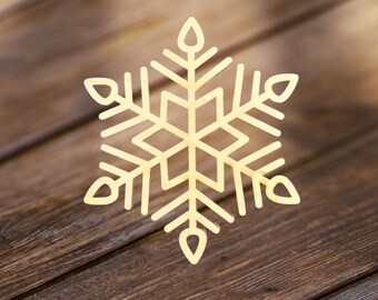 Snowflake Ornament Christmas Tree Toy Winter Decor Noah Holiday Gift DIY Wood, wooden snowflake shape Pattern Custom size