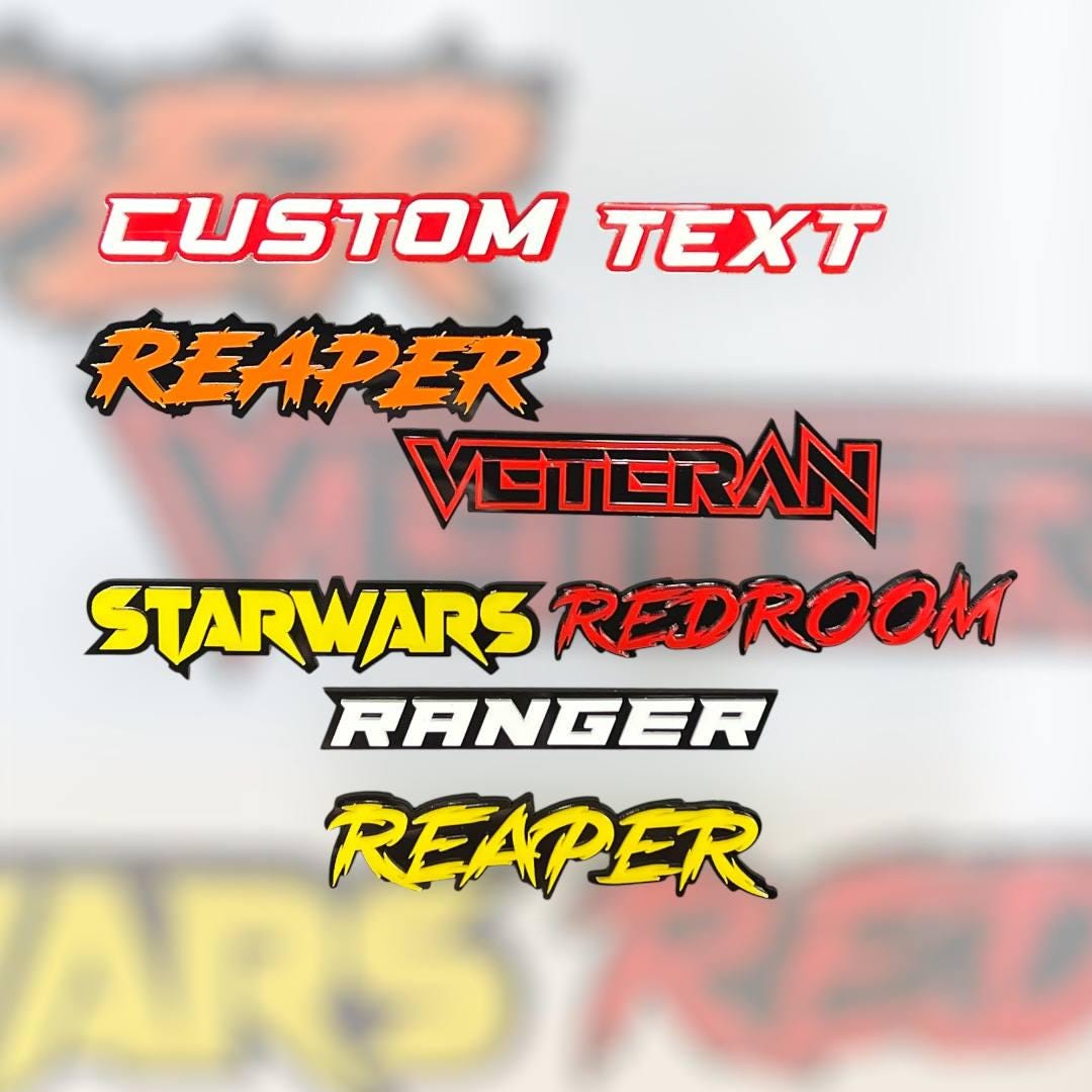Custom Name Emblems Custom Acrylic Car Text Badge Name Emblem - MULTI COLOR - Customized ...