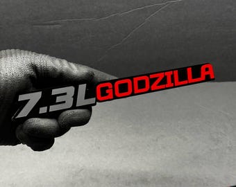 2 emblemas azules de Godzilla de 7.3L para guardabarros – Par de emblemas 3D para guardabarros de coche, camión, todoterreno, 4x4, SUV, etc.
