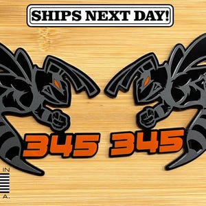 345 Hornet Badges Emblem BEE (2) Orange Eye BADGES Fender Angry  Aggressive