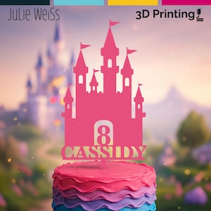 Personalized Princess Castle Cake Topper: 3D Printed Fairytale Decor