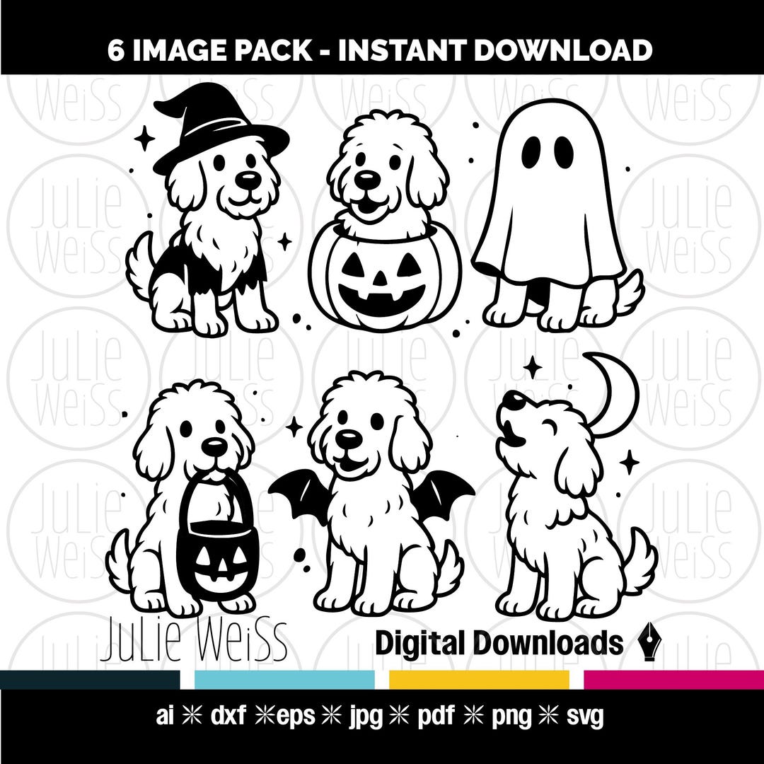 Halloween Labradoodle SVG Bundle: Doodle Dog Clipart Set (digital ...