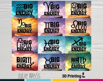 Zodiac Cake Topper Astrology Birthday Decoration Big Energy Horoscope Party Decor Celestial Symbol Celebration