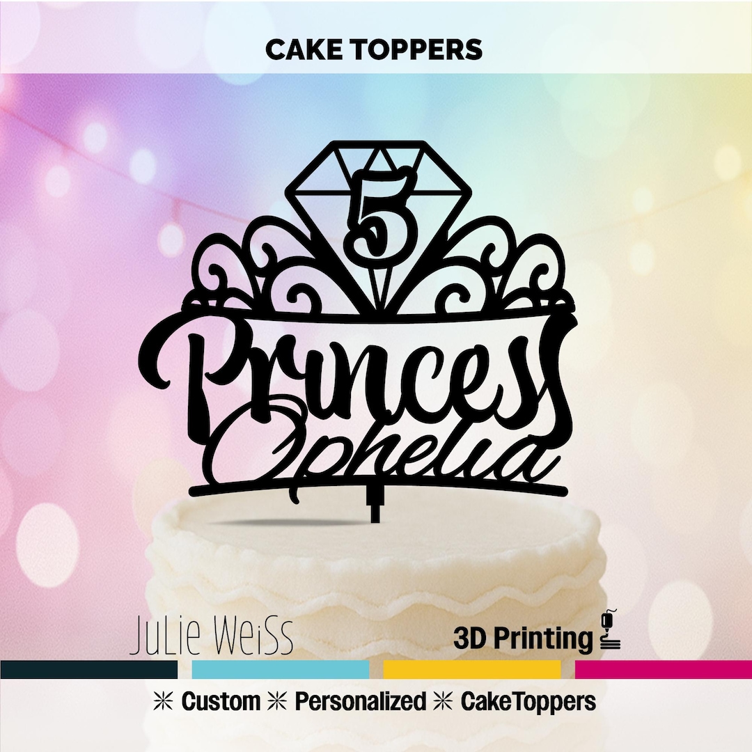 Personalized Princess Crown Cake Topper: 3D Printed Birthday Decor - Etsy
