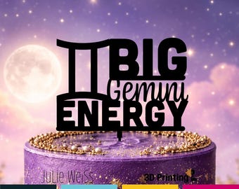 Gemini Zodiac Cake Topper Astrology Birthday Decoration Big Gemini Energy Horoscope Party Decor