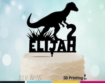 Pachycephalosaurus Dinosaur Cake Topper Personalized Name Age Birthday Party Decor