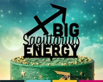 Sagittarius Big Energy Cake Topper Zodiac Astrology Birthday Party Decor Celestial Horoscope Custom
