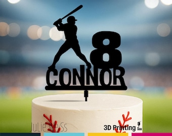 Personalized Baseball Cake Topper: 3D Printed Boy Silhouette