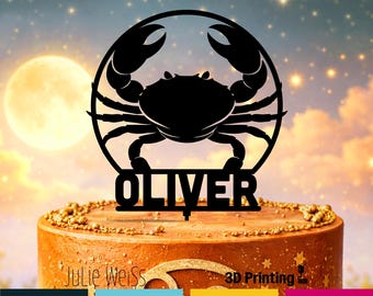 Cancer Zodiac Cake Topper Personalized Name Birthday Decoration Astrology Crab Horoscope Party Decor
