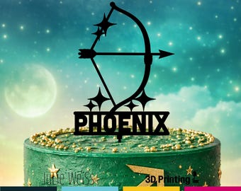 Sagittarius Bow Arrow Cake Topper Zodiac Birthday Astrology Party Decor Celestial Horoscope Custom