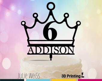 Cakeshop Personalisierter Kuchenaufsatz – Mit Glitzer, Beliebiger Name & Alter, Z.B. Prinzessinnenkrone, In 14 Farben