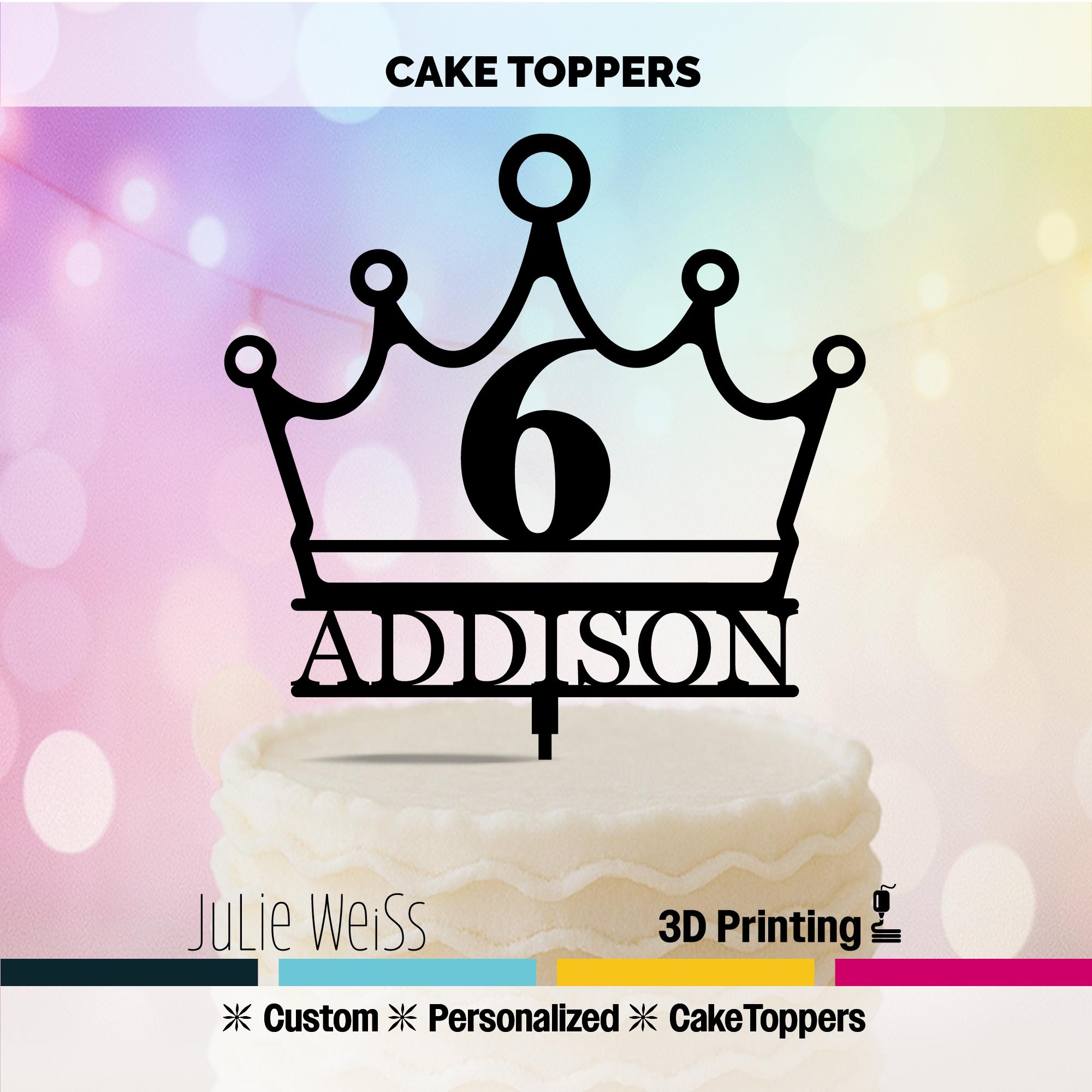 Personalized Princess Crown Cake Topper: 3D Printed Birthday Decor - Etsy