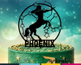 Sagittarius Archer Centaur Cake Topper Zodiac Astrology Birthday Party Decor Celestial Horoscope Custom