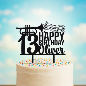 Trumpet Band Birthday Cake Topper – Custom Name & Age – 3D Printed Music Theme – PLA – Personalized for Marching Band or Concert Player