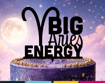 Aries Zodiac Cake Topper Personalized Name Astrology Birthday Party Decoration Horoscope Sign Custom