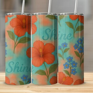 Hibiscus Tumbler, Floral Tumbler, Shine Tumbler, Flower Tumbler, Tropical Tumbler, Summer Tumbler, Gift For Her, Gift For Mom