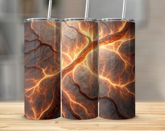 Electric Veins Tumbler, Abstract Glowing Branch Design