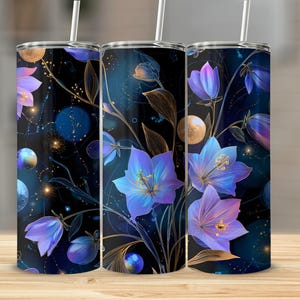 Bluebell Floral Tumbler: Elegant Botanical Art, 20oz