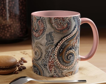 Taza de café vintage con estampado paisley: diseño floral contemporáneo (325 ml)