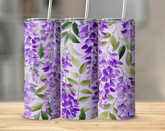 Wisteria Tumbler, Floral Tumbler, Purple Flower Tumbler, Botanical Tumbler, Pretty Tumbler, Spring Tumbler, Gift For Her, Tumblers With