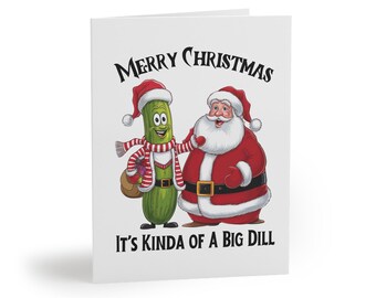 Biglietto di auguri di Natale con sottaceti Dill-ightful, divertente biglietto di auguri con gioco di parole