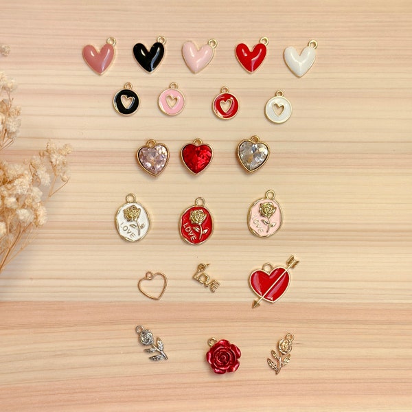Valentine’s Day Charms (heart, pink, red, black, white, rose, love)