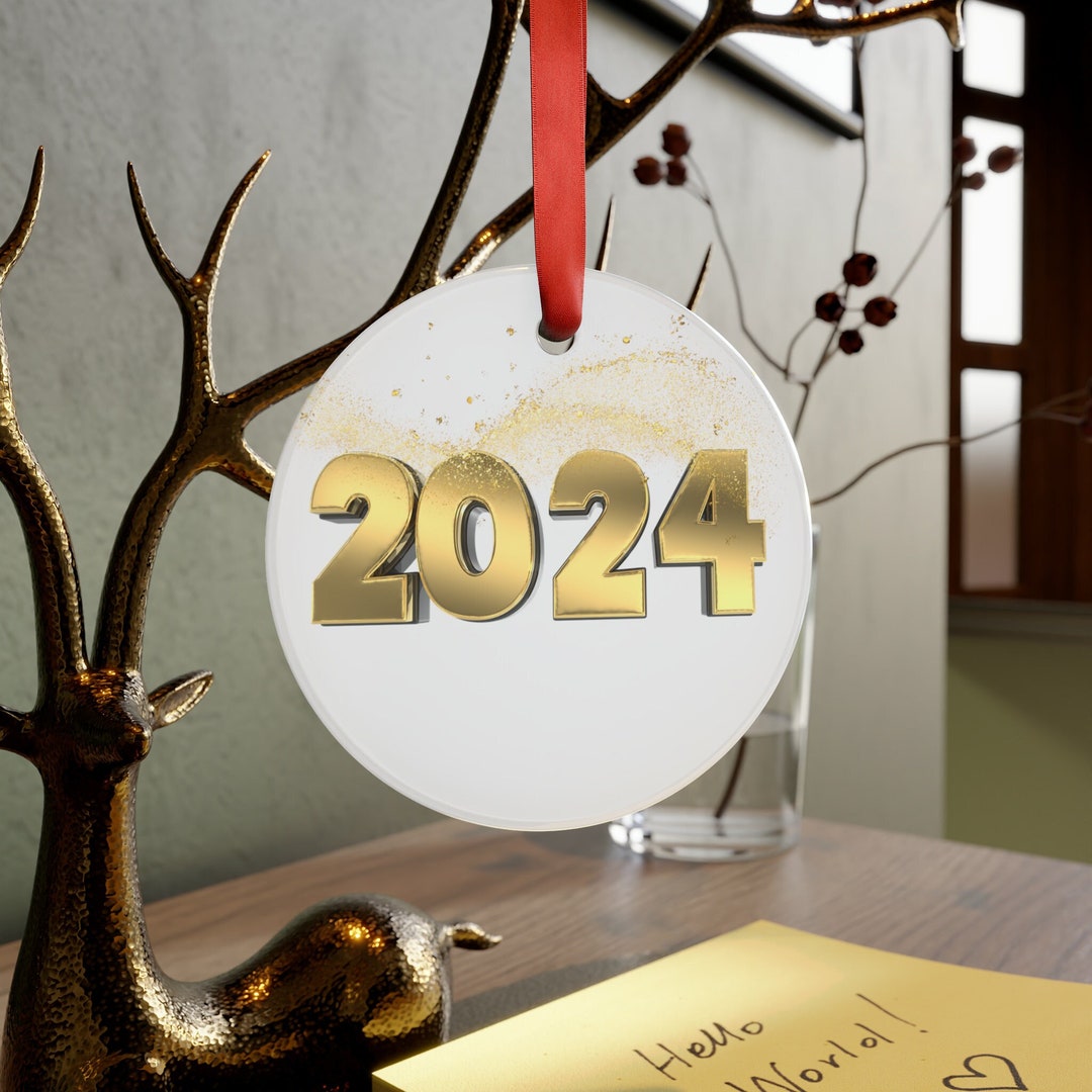 Gold 2024 Ornament, 2024 New Years Tree Decor, 2024 Gift for Tree, 2024