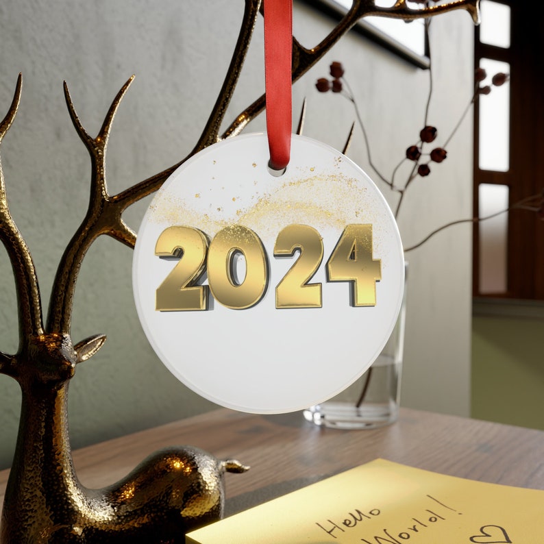 Gold 2024 Ornament, 2024 New Years Tree Decor, 2024 Gift for Tree, 2024