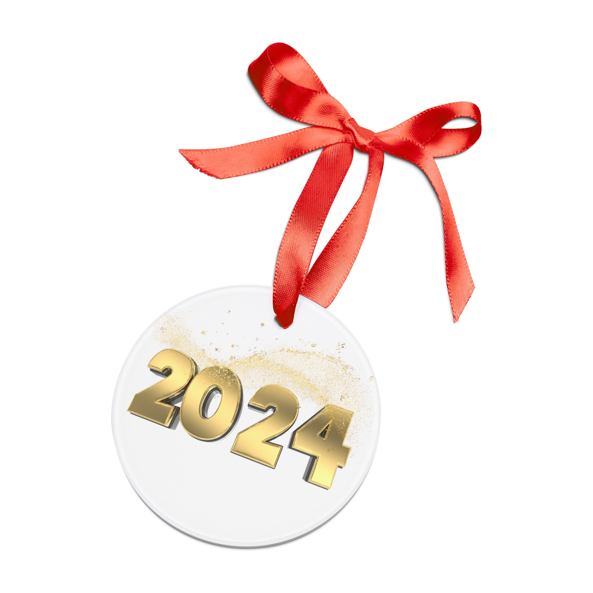 Gold 2024 Ornament, 2024 New Years Tree Decor, 2024 Gift for Tree, 2024