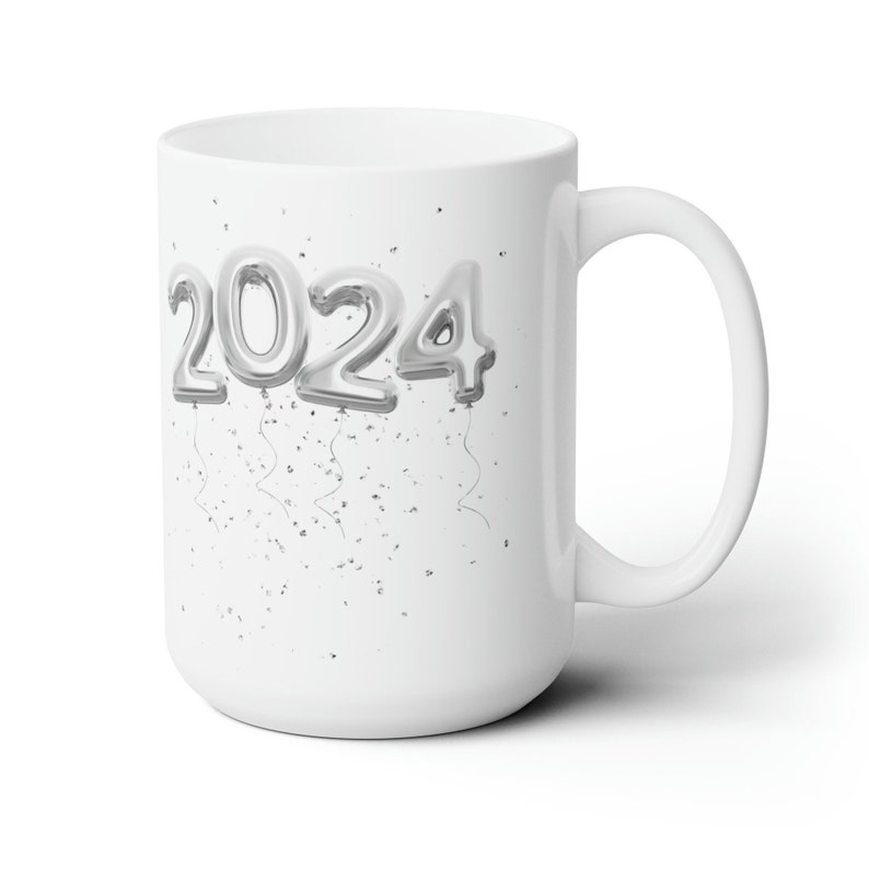 2024 Silver Coffee Mug, 2024 Gift, 2024 Ceramic Mug 15oz, 2024 Hot Coco