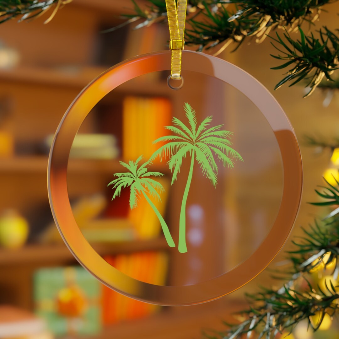 Palm Tree Glass Ornament Tropical Ornament Christmas Tree Etsy
