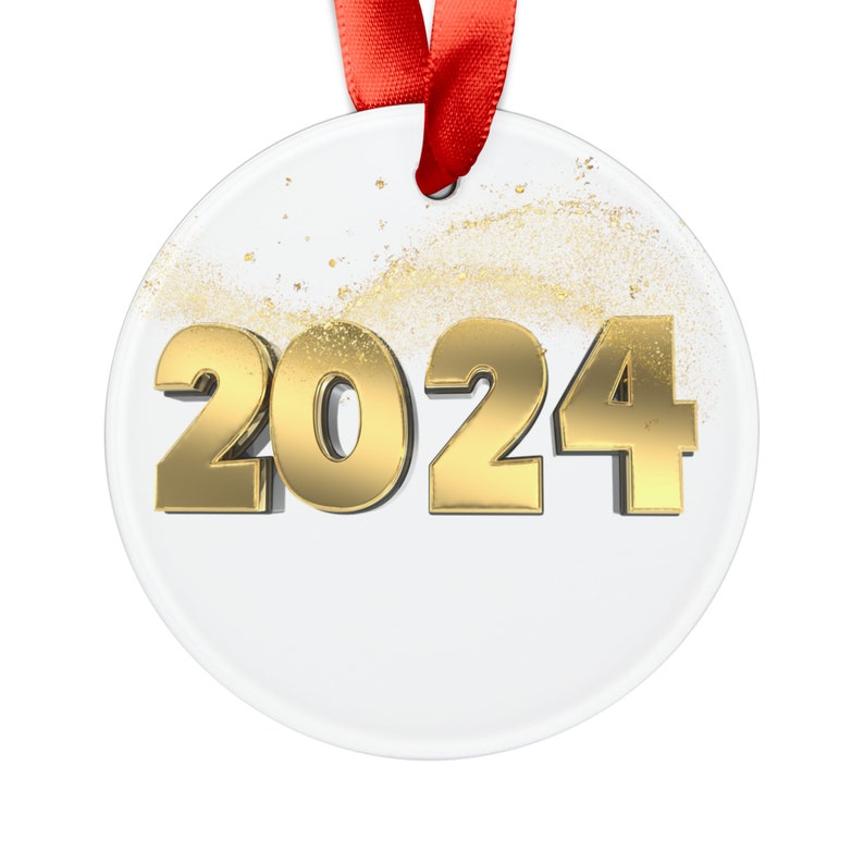 Gold 2024 Ornament, 2024 New Years Tree Decor, 2024 Gift for Tree, 2024