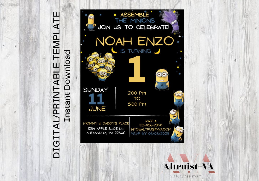 Minion Digital/printable Invitation - Etsy